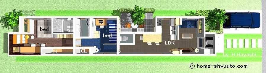 鰻の寝床の家 鰻の寝床の家